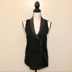 PJK Patterson J Kincaid Leather collard tank top